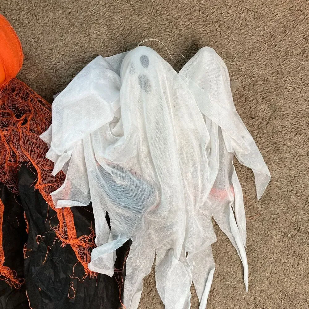 Lot Of 3 Hanging Halloween Decorations 2 Spooky Ghosts And 1 Jack O Lantern